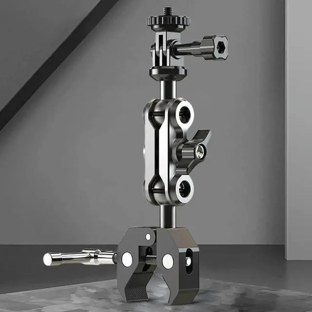 Alt view image 4 of 7 - Bike Camera Holder Aluminum Alloy Motorcycle l Stand Adjustable Action Camera Clamp Mount for Round Bar Square Bar Tabletop