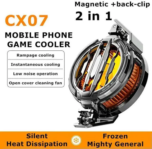 Alt view image 2 of 4 - Magnetic & Back Clip Mobile Phone Semiconductor Cooling Fan Radiator RGB Mobile Phone Cooler Radiator for Tiktok Live Streaming