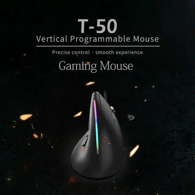 Alt view image 4 of 4 - ZELOTES T-50 Vertical Gaming Mouse Ergonomic 9 Buttons USB Wired Vertical Optical Mouse 12800 DPI Adjustable for PC Computer