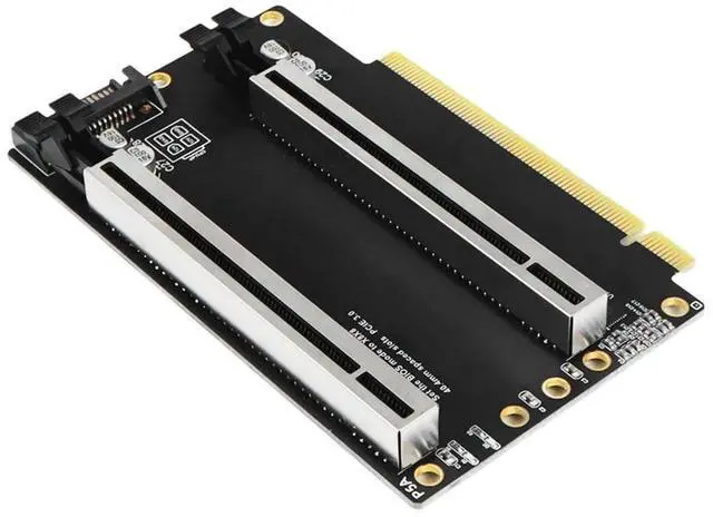 Alt view image 3 of 4 - PCIe 3.0 X16 to X8X8 Expansion Card PCIe-Bifurcation Gen3 X16 to X8x8 40.4mm Spaced Slots with Heightened SATA Interface