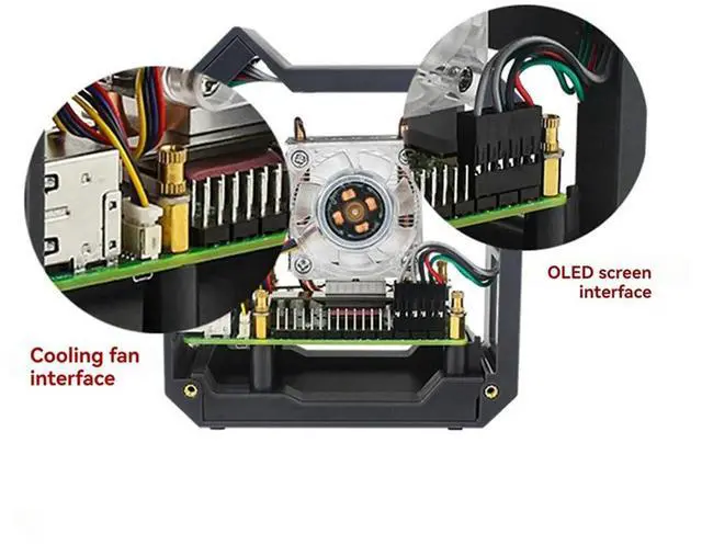 Alt view image 3 of 4 - For Raspberry Pi 5 ABS Mini Tower Fan Kit JST 4 Pin Port Fan Kit with 0.96 Inch OLED Display Kit
