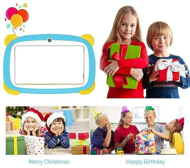 Main image of 7-Inch Children'S Tablet Version IPS Screen Dual Card Explosion-Proof Screen Four Corners Anti-Fall Blue EU PLUG