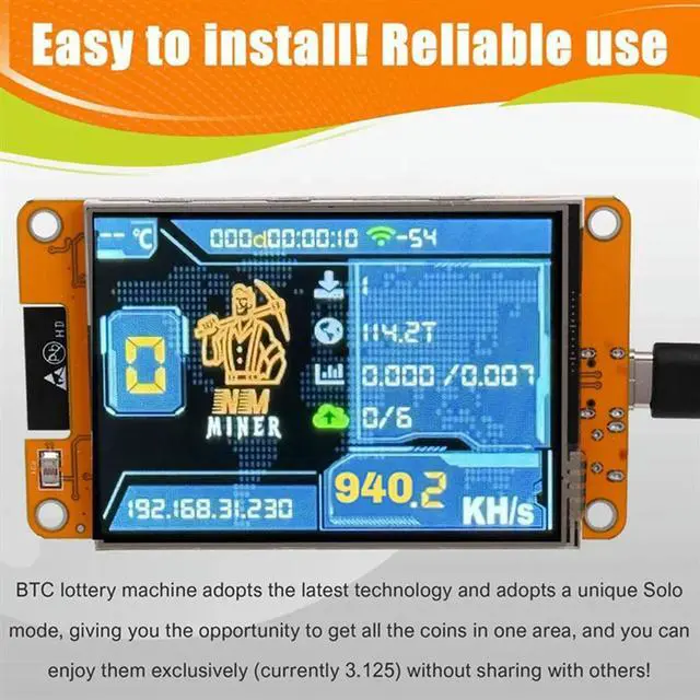 Alt view image 2 of 4 - Nmminer Nerdminer V2 940KH/S Hashrate BTC Solo Lottery Miner ESP32 2.8 Inch Display Bitcoin Crypto Lottery Miner