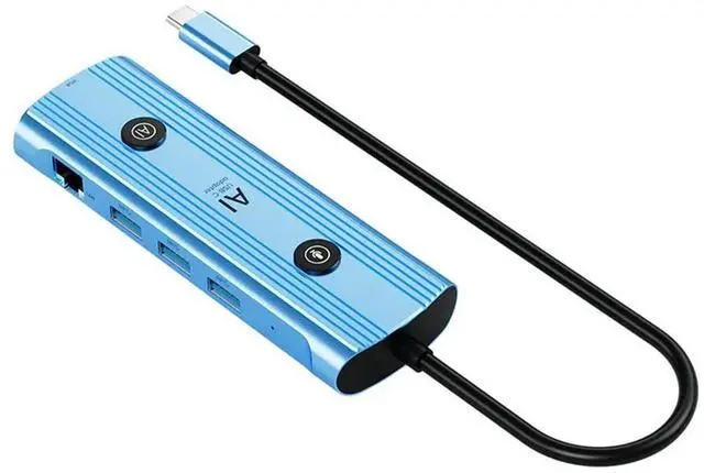 Alt view image 4 of 4 - Ai USB-C Adapter Type-C Docking Station,13-In-1 Hub AI Voice Docking Station VGA USB RJ45 SD/TF 3.5Mm PD3.0