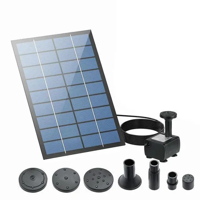 Alt view image 4 of 7 - 1.8W Solar Water Pump Kit with 8 Nozzles Solar Powered Fountain Pump with Panel Solar Bird Bath Fountain for Garden Pond Pool