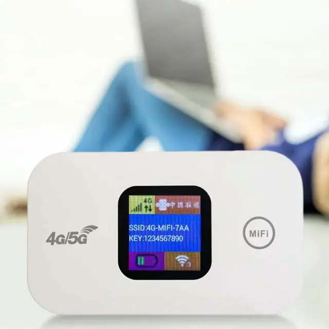 Alt view image 3 of 7 - 4G LTE Wireless 150Mbps Mini 4G Router Sim Card Slot Portable Network Hotspot Device 2100mAh Colorful LED Display
