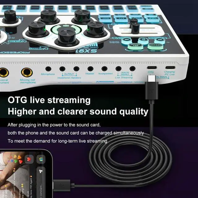 Main image of SX91 Sound Card USB Sound Mixer Professional Audio Mixing Console Amplifier for Live Sing PC Computer Laptop Cellphone