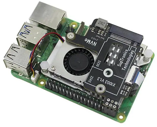 Alt view image 4 of 7 - For Raspberry Pi 5 PCIe to M.2 NVMe HAT+Radiator+Case for 2242 2230 NVMe SSD Expansion Board 128GB SSD Kit