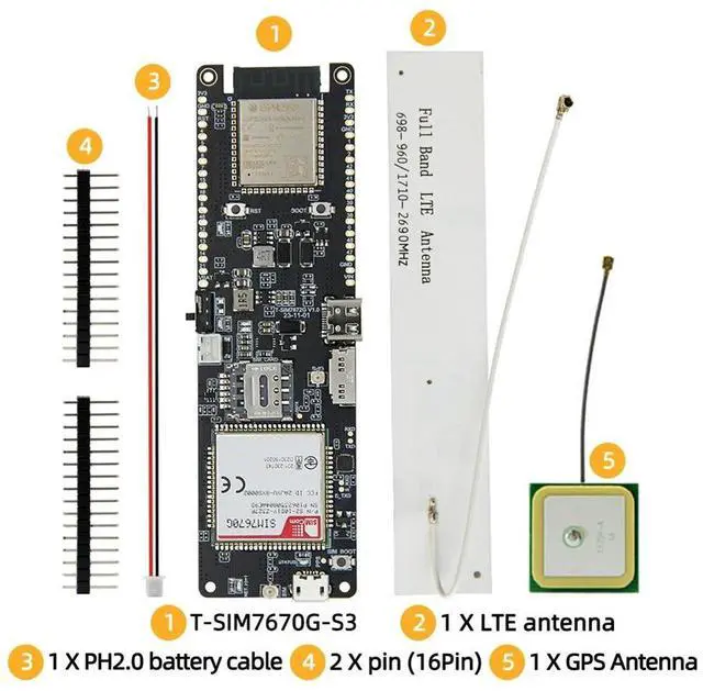 Main image of T-SIM7670G-S3 LTE 4G ESP32-S3 Development Board Cellular Module IOT Devices Low-Power Long-Range Communication with GPS