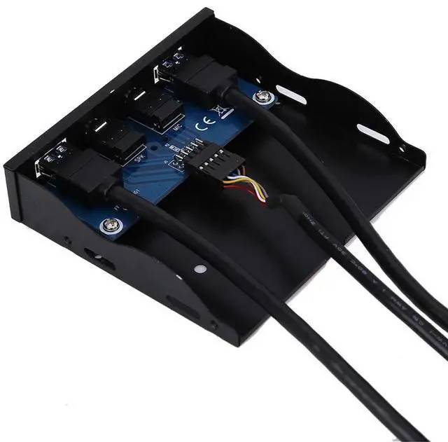 Alt view image 3 of 7 - 3.5" 20Pin to 2 USB 3.0 Port HUB + HD Audio PC Floppy Expansion Front Panel