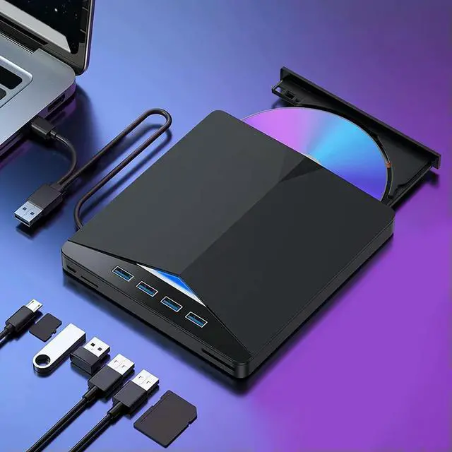 Alt view image 2 of 4 - 7-in-1 USB 3.0 TypeC External Mobile Drive CD DVD Burner High-Speed Plug-and-Play for 11/10/8/7/Linux/ OS