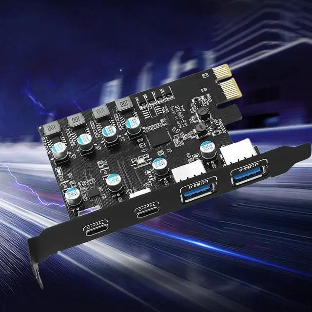 Alt view image 4 of 4 - Expansion Controller Card 2*USB A Port+2*USB C Port/USB3.2 GEN1 USB3.0 PCI Extension Card for /MacOS/Linux