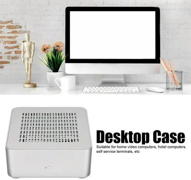 Alt view image 4 of 4 - Aluminum Chassis Small Desktop Computer Case PSU HTPC Mini-ITX PC Case 2 USB 3.0 Ports