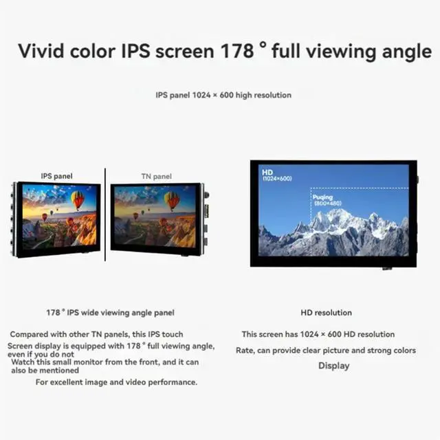 Alt view image 3 of 4 - 5inch Capacitive Touch Screen HD IPS 1024x600 HDMI-Compatible Interface for RPi/Jetson Series Motherboard/PC Screen