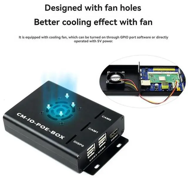 Alt view image 2 of 4 - Compute Module PoE Board+Case+Fan Kit for Raspberry Pi CM4S CM3 3Lite 3+ 3+Lite Compute Module Expansion Board EU Plug
