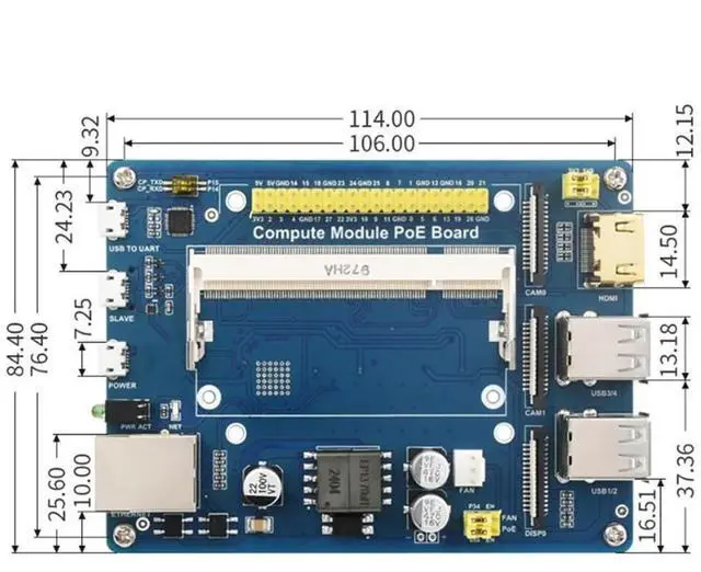 Alt view image 3 of 4 - Compute Module PoE Board+Case+Fan Kit for Raspberry Pi CM4S CM3 3Lite 3+ 3+Lite Compute Module Expansion Board EU Plug