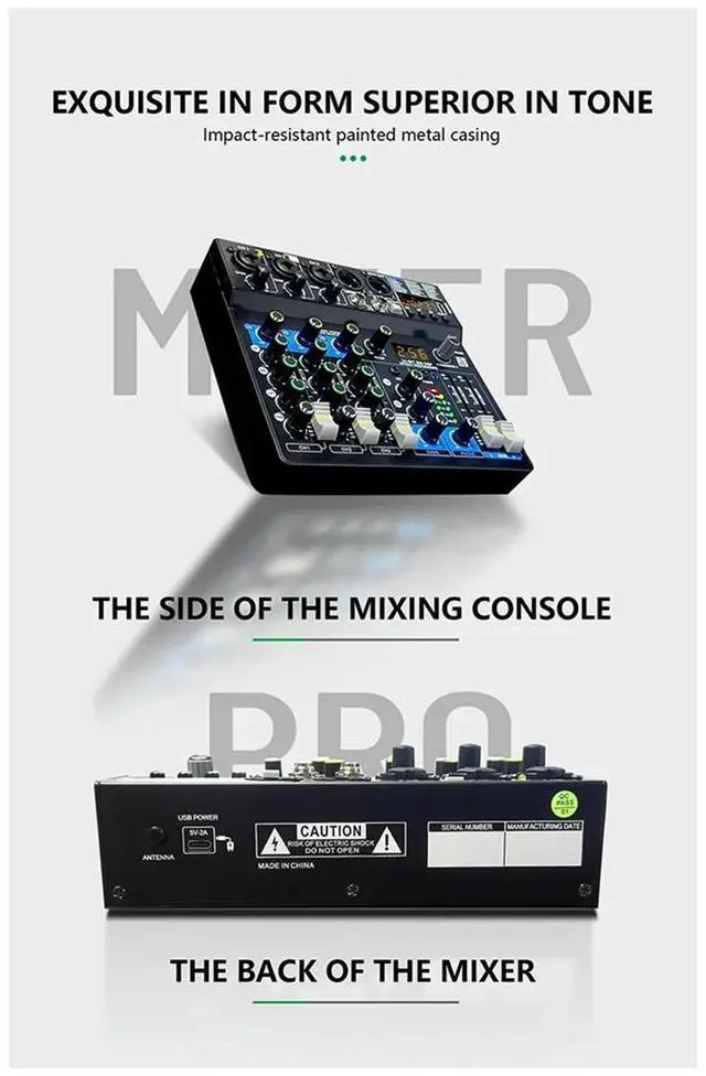 Alt view image 2 of 4 - 6-Channel Small Multi-Function Mixer for Stage Performances, Karaoke Live Broadcast, with USB Bluetooth Mixer