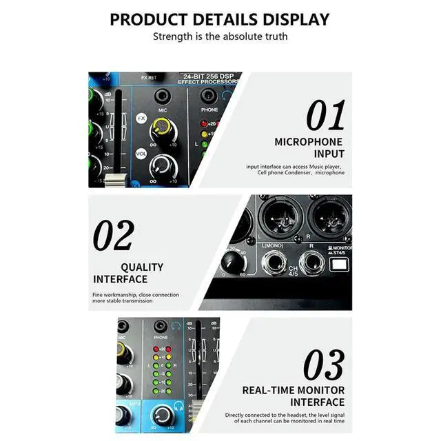 Alt view image 3 of 4 - 6-Channel Small Multi-Function Mixer for Stage Performances, Karaoke Live Broadcast, with USB Bluetooth Mixer
