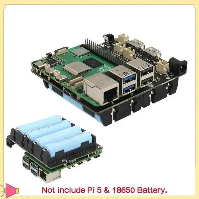 Alt view image 2 of 4 - UPS For Raspberry Pi 5 UPS Power Management Board Supports 4 Batteries UPS Module For Raspberry Pi 5