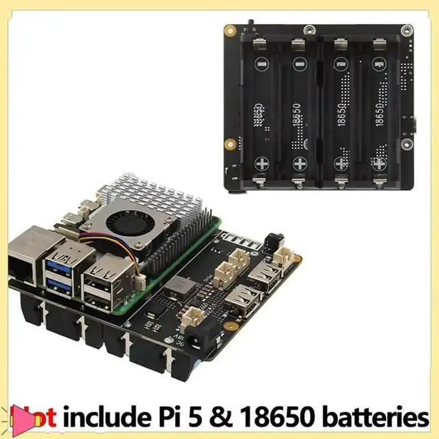 Alt view image 4 of 4 - UPS For Raspberry Pi 5 UPS Power Management Board Supports 4 Batteries UPS Module For Raspberry Pi 5