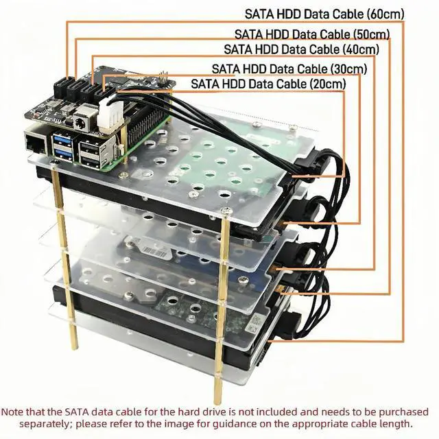 Alt view image 3 of 4 - X1009 PCIe to 5-Port SATA Shield HDD Expansion Board SATA3.0 Expansion Board for Raspberry Pi 5