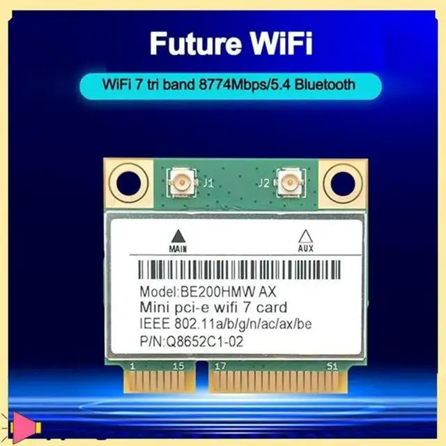 Alt view image 3 of 4 - 7 BE200 PCIE Adapter Bluetooth 5.4 Tri-Band 2.4G/5G/6Ghz 8774Mbps Wireless Network Adapter With Antenna