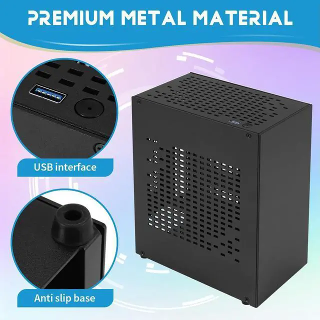 Alt view image 2 of 3 - A07 Mini ITX Computer Case Chassis HTPC Host Case USB3.0 ITX Enclosure With Graphics Card Extension Cable