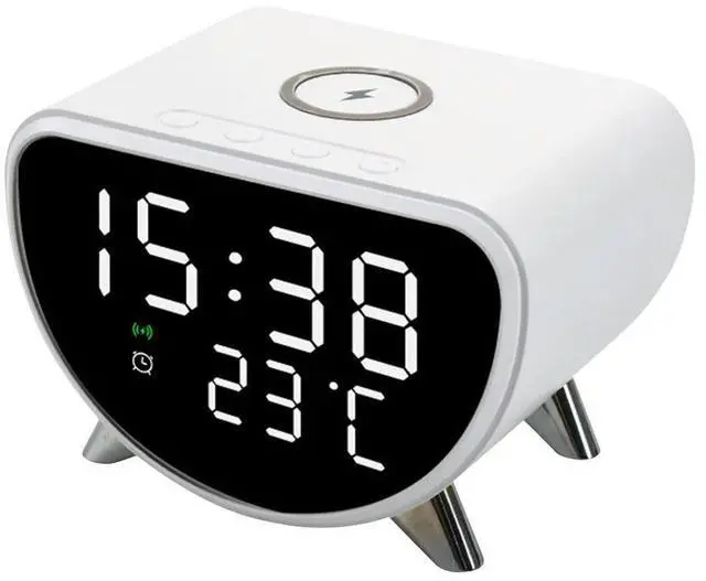 Main image of Digital Alarm Clock with Wireless Charging Desk Clock for Bedroom (White)