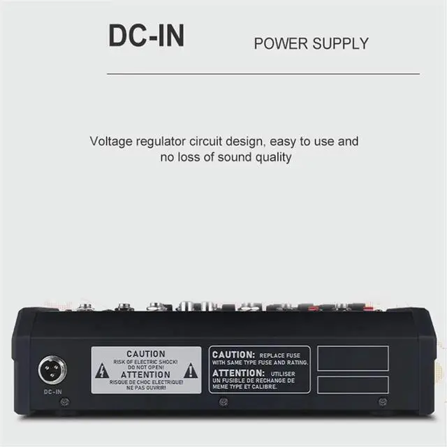 Alt view image 2 of 4 - 4 Channel Bluetooth Audio Mixer Sound Mixing Console Audio Interface USB Sound Card for Studio Stage DJ Home US Plug