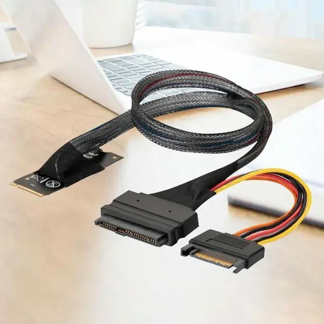 Alt view image 3 of 4 - M2TO8639 M.2 M-Key to U.2 SFF-8639 Adapter Cable w/ SATA 15-Pin Female Connector
