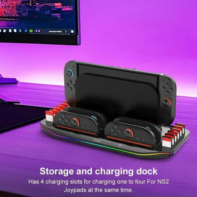 Alt view image 2 of 4 - For NS2 Charging Dock Station Indicator Light Joy-Con Controller Charger 4 In 1 Console Charging Base Gaming Accessories