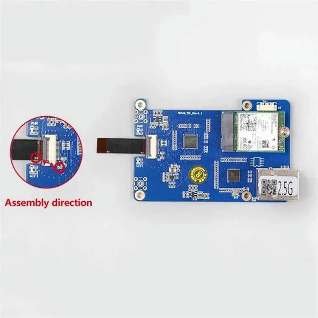 Alt view image 4 of 4 - MPW2.5G for Raspberry Pi 5 Expansion Board PCIE to 7 2.5G ETH with Module Antenna RTL8125 M.2 Ekey for RPI 5