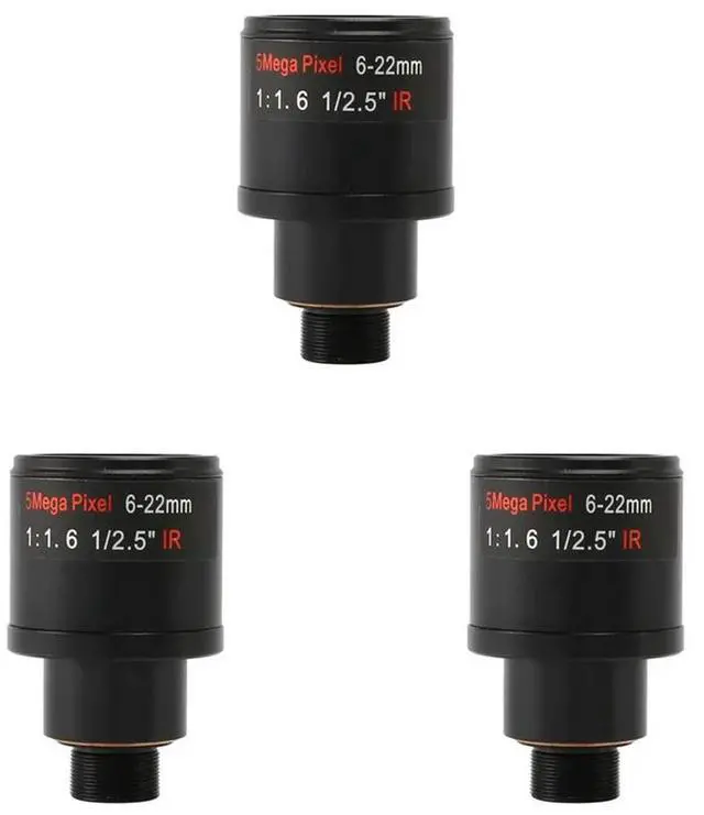 Alt view image 3 of 4 - 3X CCTV Lens 1/2.5 Inch 6-22Mm 5MP M12 Mount Varifocal Lens F1.6 For 4MP/5MP CMOS/CCD Sensor Security IP/AHD Camera