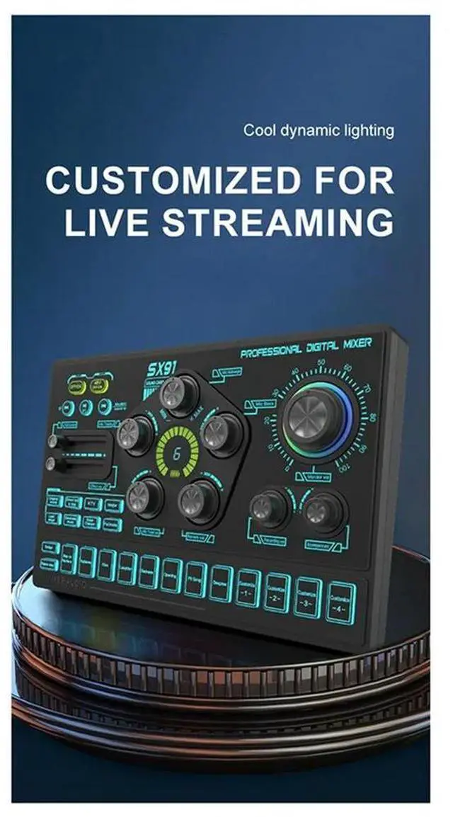 Alt view image 3 of 4 - SX91 Live Sound Card USB Sound Mixer Professional Audio Mixing Console Amplifier For Live Sing PC Laptop Cellphone