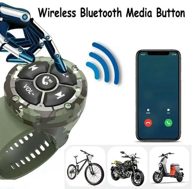 Alt view image 3 of 4 - Bluetooth Media Button Remote,5 Keys Wireless Music Controller For Car Motorcycle Steering Wheel Media Controller