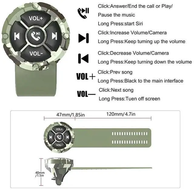 Alt view image 4 of 4 - Bluetooth Media Button Remote,5 Keys Wireless Music Controller For Car Motorcycle Steering Wheel Media Controller