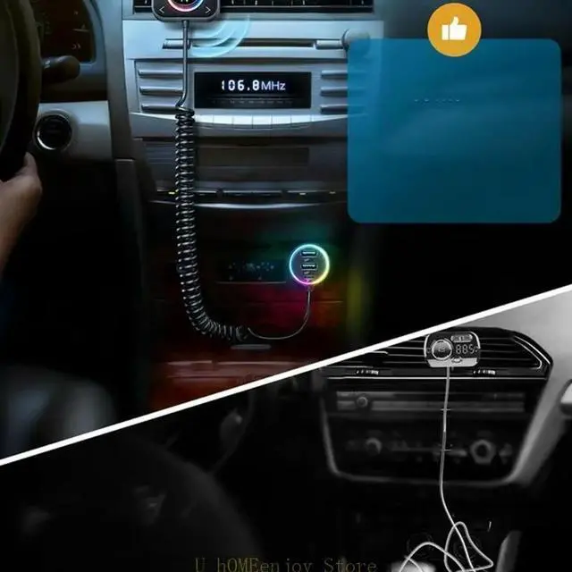 Main image of Bluetooth-compatible Adapter for Car, Wireless FM Radio Transmitter, Handsfree Calling & Receiver MP3 Music Player