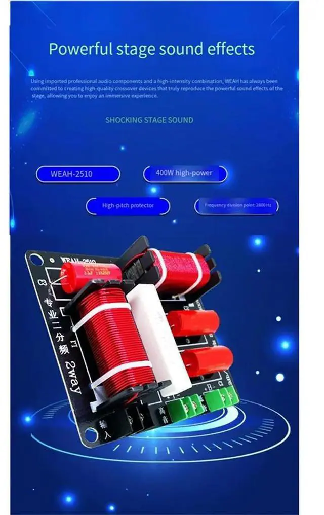 Alt view image 4 of 4 - High-Power 400W Two-Way Frequency Divider High& Low Sound Audiophile-Grade Ktv Stage Speaker Soundboard DIY Audio Power