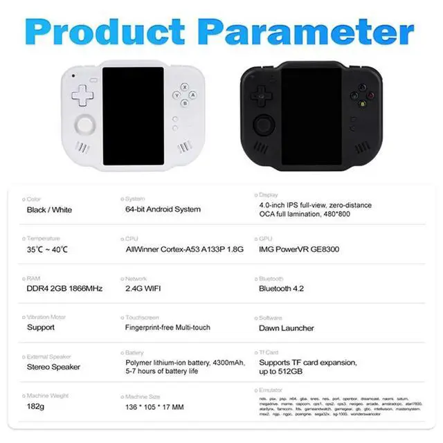 Alt view image 4 of 4 - Mini Zero 40 Vertical Retro Handheld Video Game Console 64G 4.0 Inch IPS Touch Screen Android Portable Game Player A