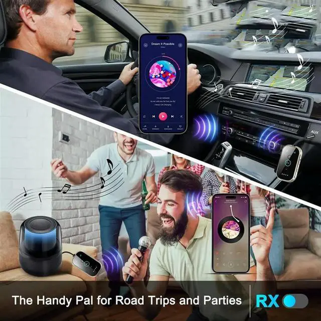 Alt view image 3 of 4 - Bluetooth 5.4 Transmitter Receiver 	 Wireless Transmitter For Airplane/TV/Car/Gym