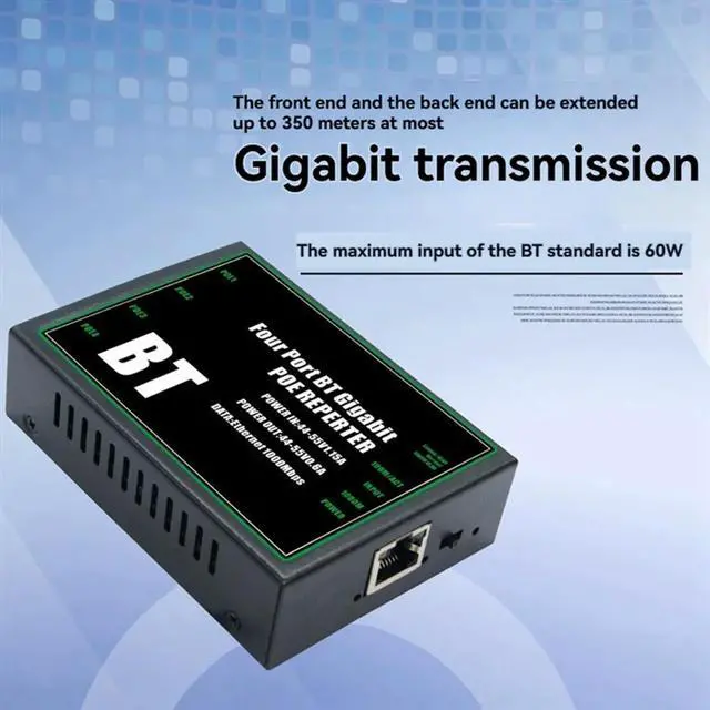 Main image of IEEE802.3 BT Gigabit POE Extender 4 Port 100/1000Mbps 1 Input 4 Output POE Repeater For 48V Wireless AP Camera Wierless