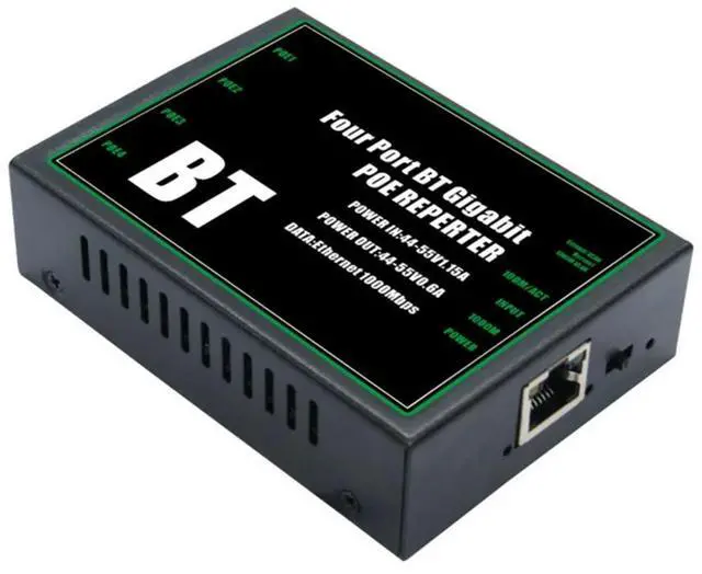 Alt view image 2 of 4 - IEEE802.3 BT Gigabit POE Extender 4 Port 100/1000Mbps 1 Input 4 Output POE Repeater For 48V Wireless AP Camera Wierless