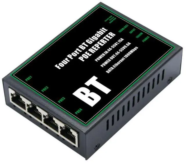 Alt view image 3 of 4 - IEEE802.3 BT Gigabit POE Extender 4 Port 100/1000Mbps 1 Input 4 Output POE Repeater For 48V Wireless AP Camera Wierless