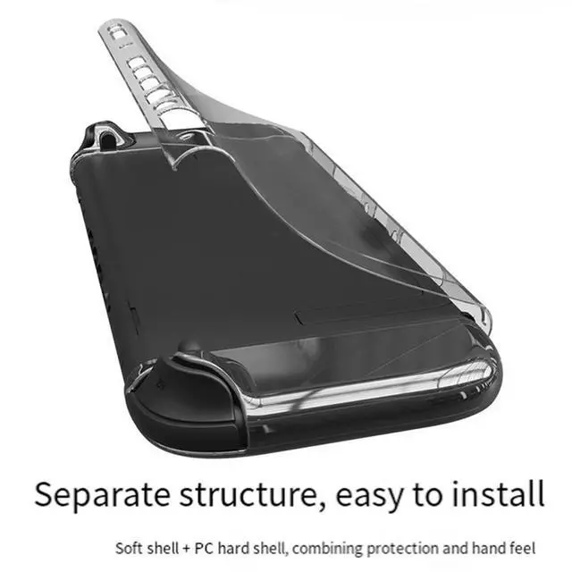 Alt view image 4 of 4 - For Switch 2 Protective Case+Joystick Cap+D-Pad Button Cap Kit Clear Shell Split Design Anti-Fall Anti-Scratch Case