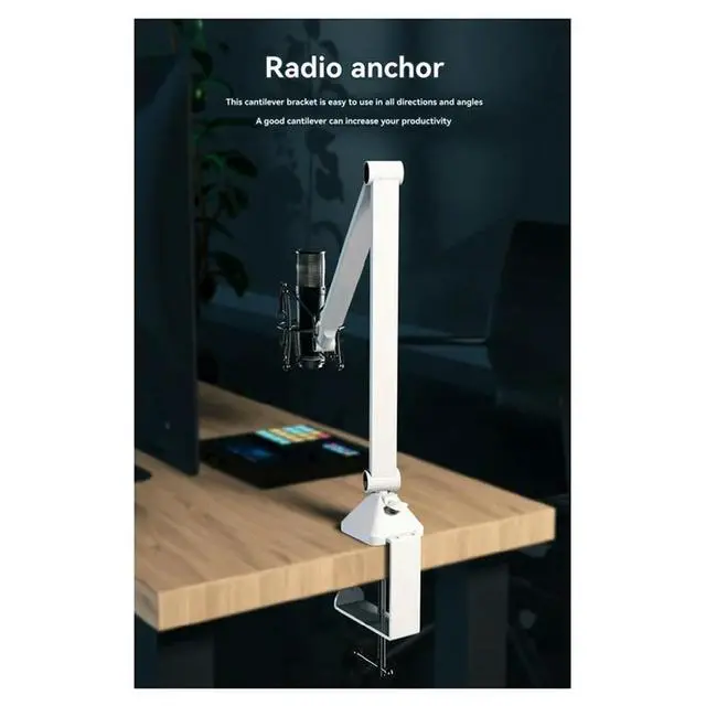 Alt view image 4 of 4 - Foldable Mic Suspension Arm 360° Rotatable Microphone Boom Arm Microphone Stand White