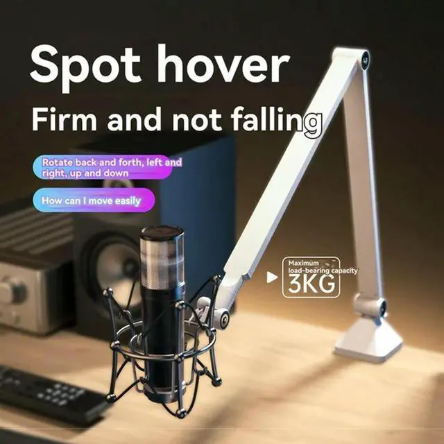 Main image of Foldable Mic Suspension Arm 360° Rotatable Microphone Boom Arm Microphone Stand White