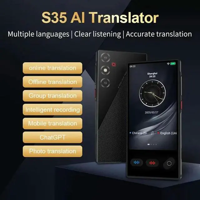 Alt view image 3 of 4 - AI Powered Language Translator Support Chatgpt Voice Instant Two-Way 148 Languages Recording/Offline Photo 32G