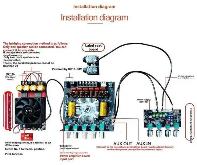 Alt view image 2 of 4 - DC8-36V AMP Karaoke Reverb Board Anti-Whistle DSP Mixing Module Professional Microphone Preamplifier With AS21 Module