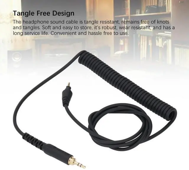 Alt view image 3 of 3 - Headphone Sound Cable Long Spring Extension Sound Cable with 3.5mm Plug 6.3mm Adapter for DJ HDJ CUE1 HDJ CUE1BT HDJ X5 HDJ X7