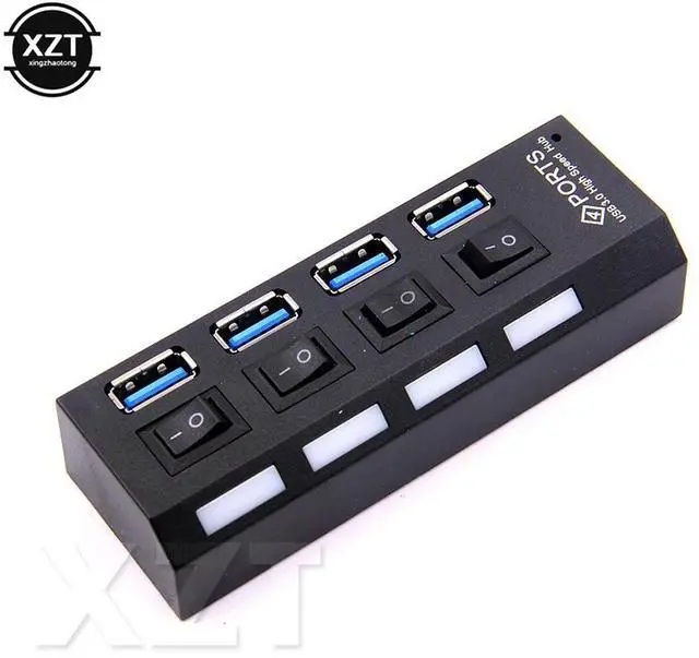 Alt view image 3 of 4 - est Mini USB 3.0 Hub 4 Ports 5Gbps High Speed Hub usb USB Hub With On/Off Switch USB Splitter Adapter Cable For PC Laptop